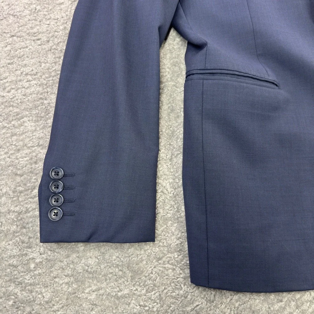 Saks Fifth Avenue Mens 40S Trim Fit 100% Wool Suit Jacket Navy Blue Blazer 40C